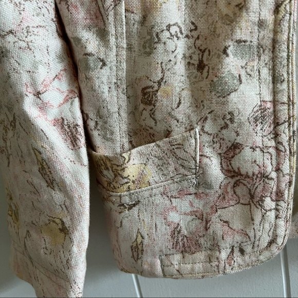 Cream Wilfred Aritzia 100% Linen Pastel Floral Print Blazer - Picture 4 of 12